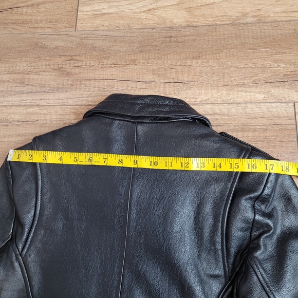 Vintage Wilsons leather womens Black leather biker jacket asymmetrical zip M - Picture 11 of 16